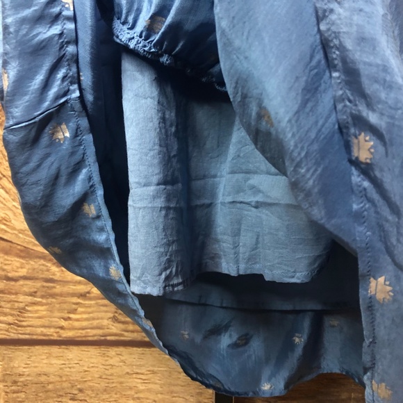 St.Roche S Dress 100% Silk Blue Tiered Spaghetti - Picture 5 of 8